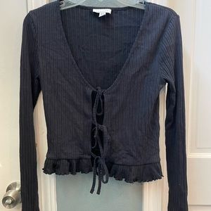 Top shop navy cardigan sweater tie closures